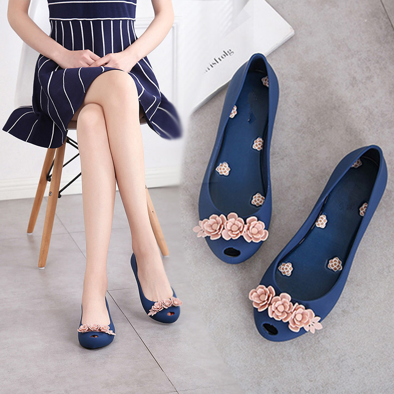 Jelly Shoes Women Peep Toe Flats