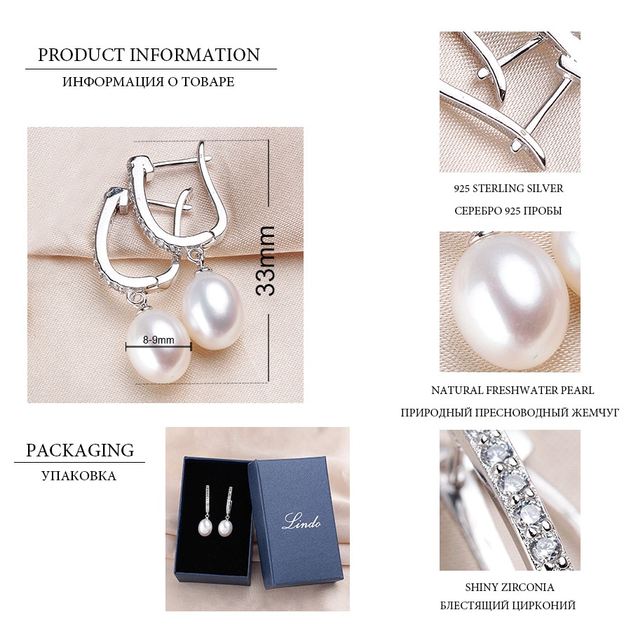 Pearl Earrings From Natural Freshwater