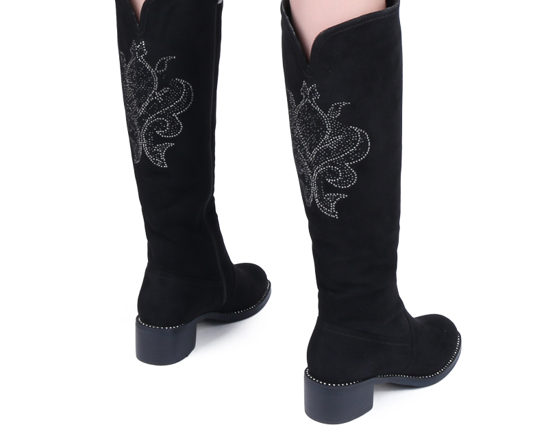 Leather Lace Up Black Knee High Boots