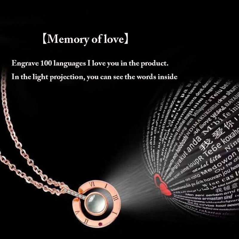 Jewelry Necklace 100 languages I Love You Projection Pendant