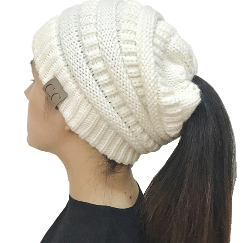 Beanie Knitted Cap Ponytail