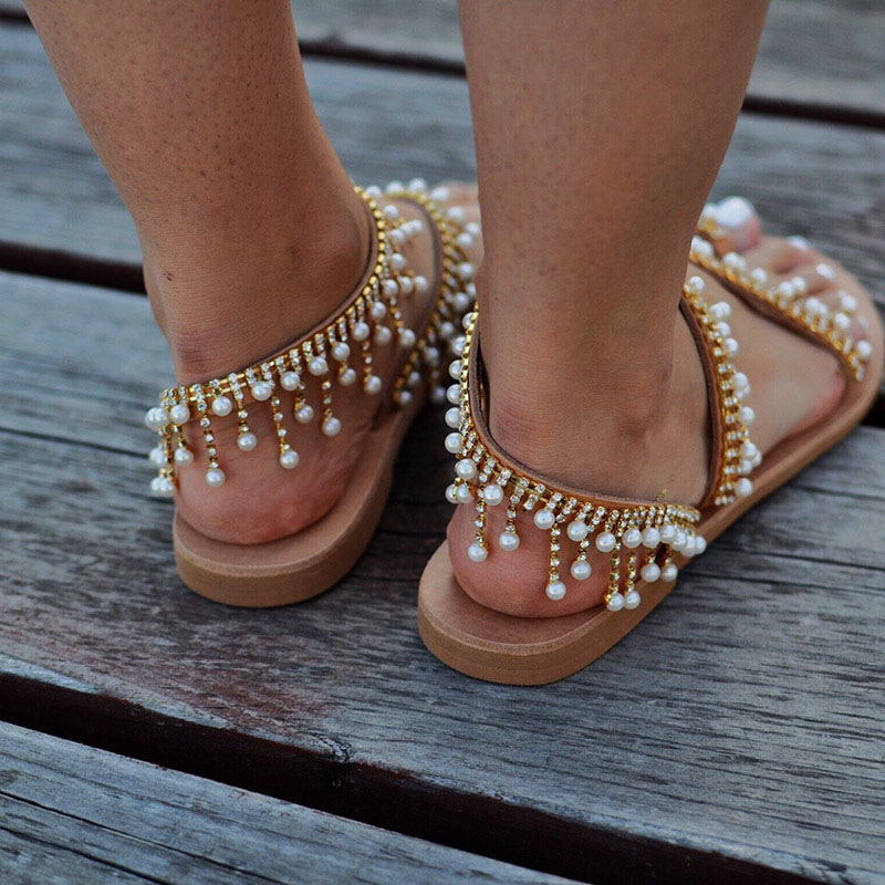  Flat Pearl Comfortable Sandals