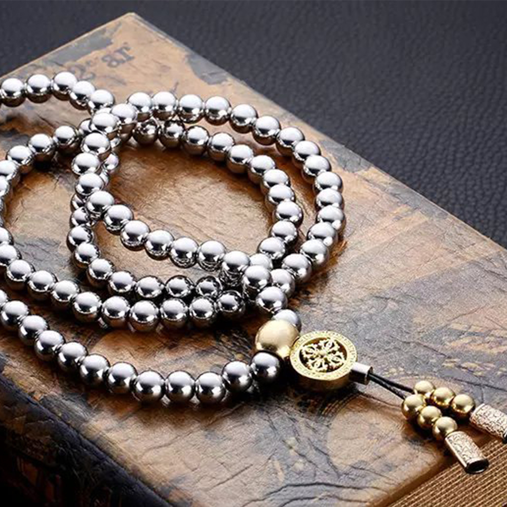 Self Defense Metal Buddha Bead Necklace Whip