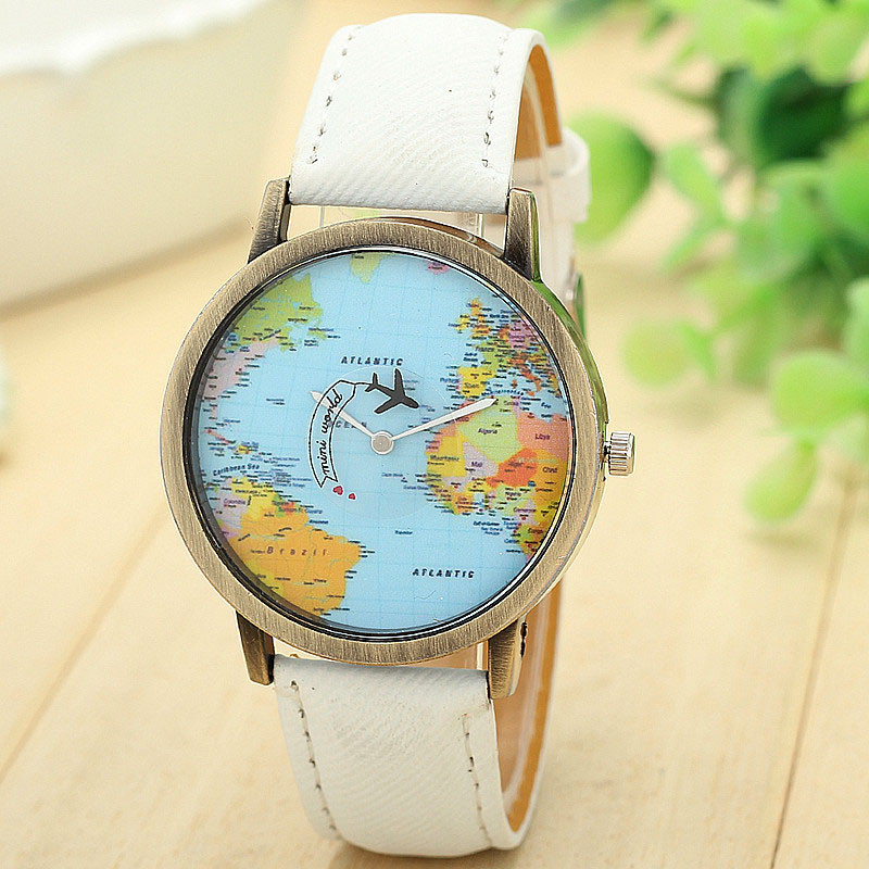 Unisex Global Map Casual Quartz Watch