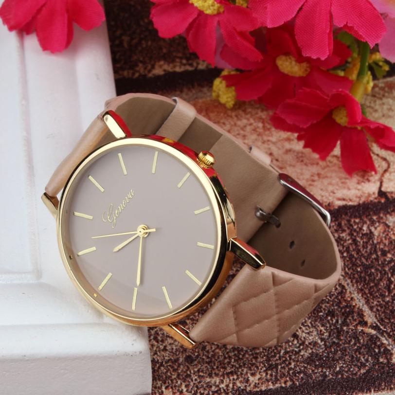 Checkered Faux Leather Quartz Watch