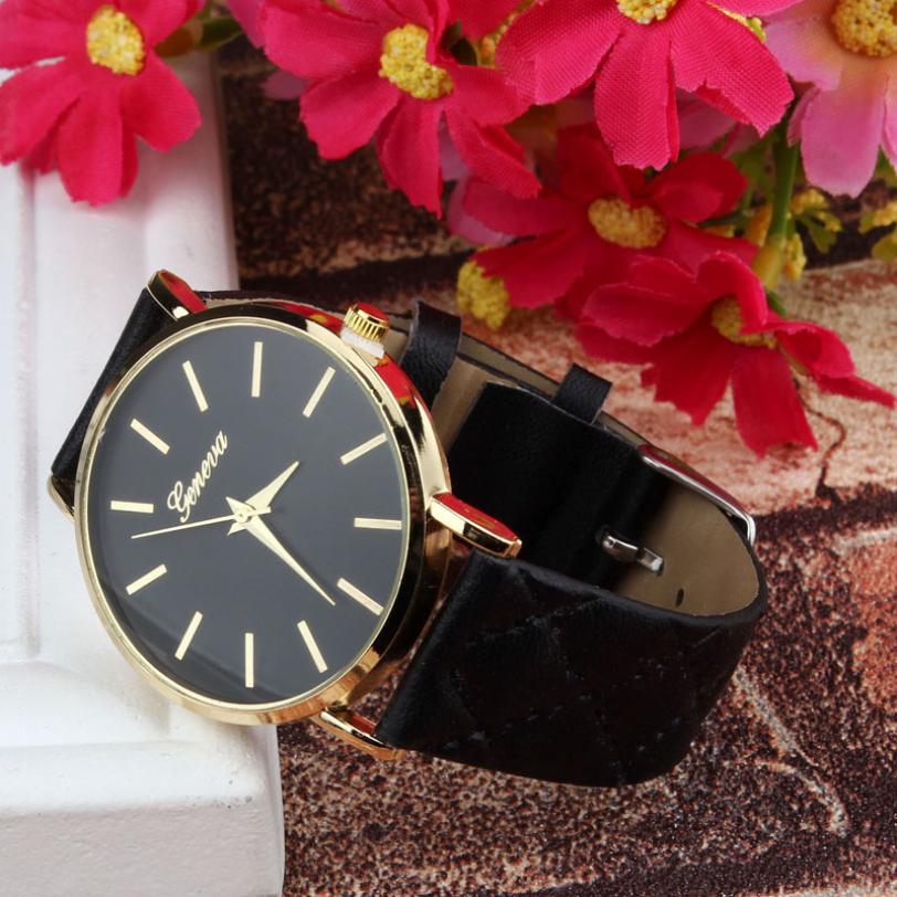 Checkered Faux Leather Quartz Watch