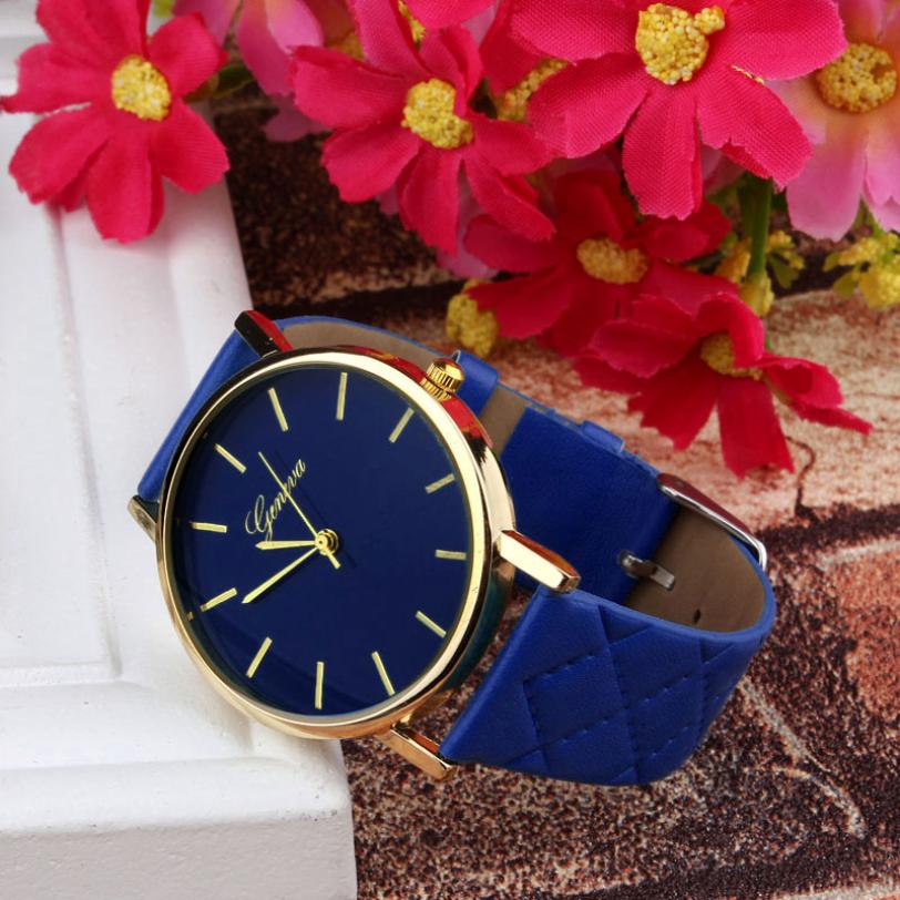 Checkered Faux Leather Quartz Watch