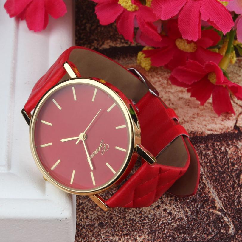 Checkered Faux Leather Quartz Watch