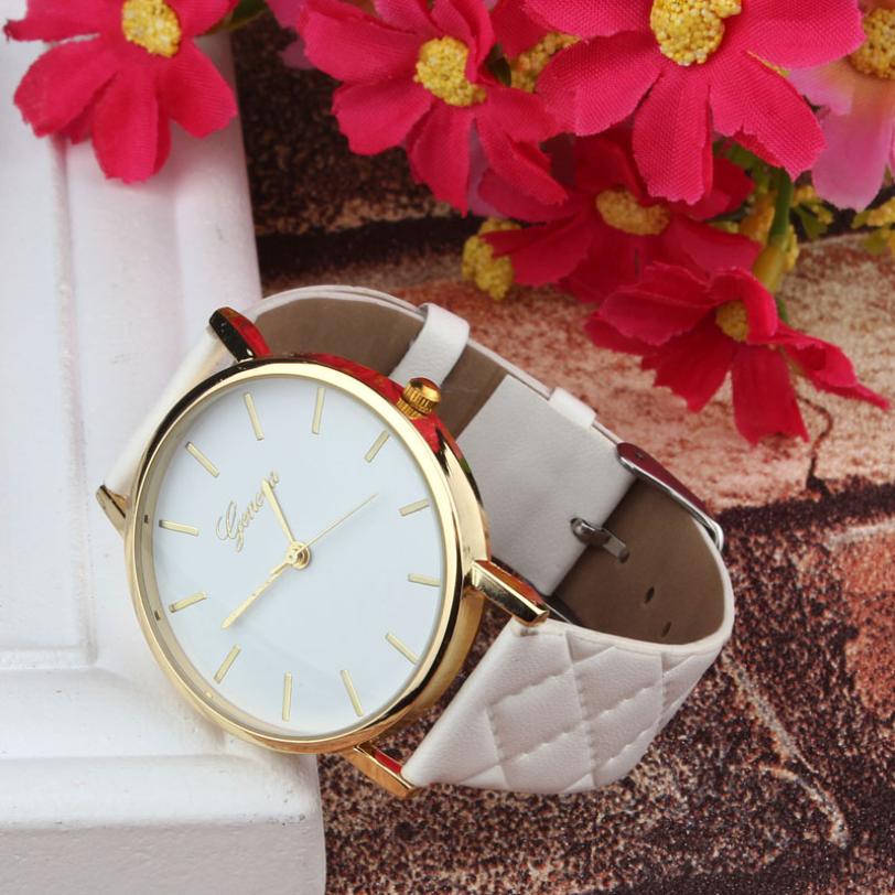 Checkered Faux Leather Quartz Watch