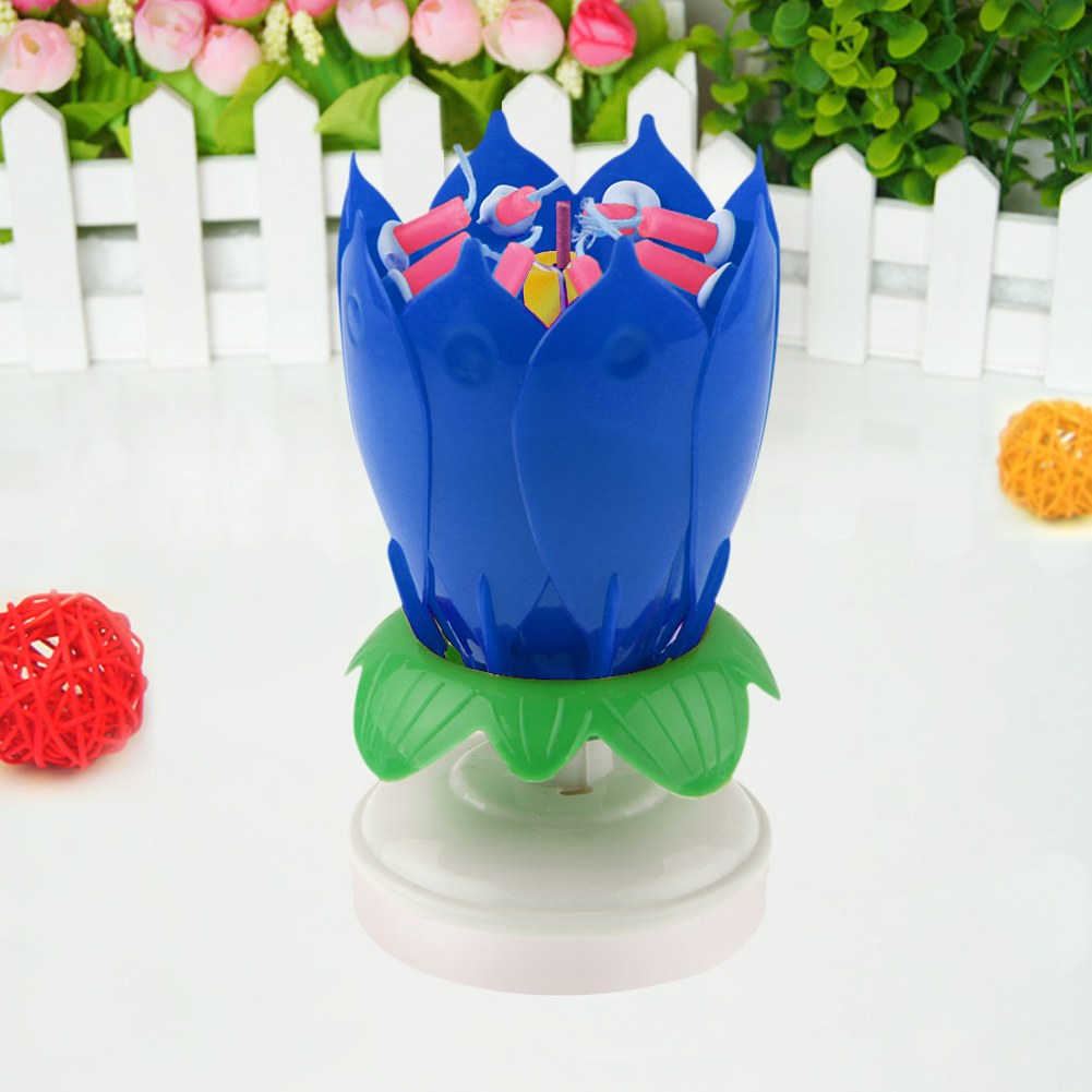 Musical Rotating Cake Lotus Candle