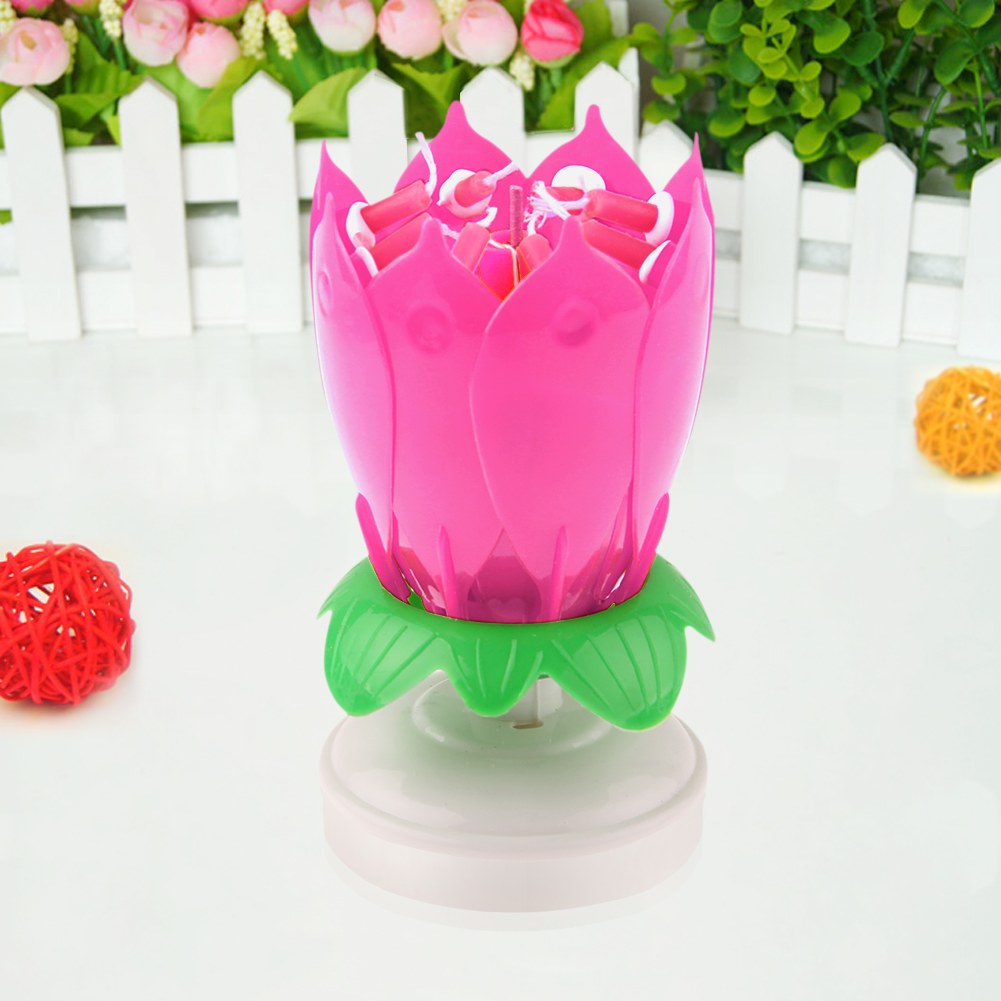 Musical Rotating Cake Lotus Candle