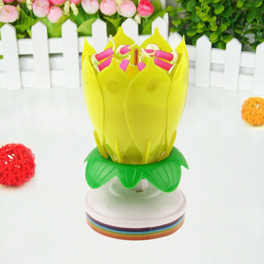 Musical Rotating Cake Lotus Candle