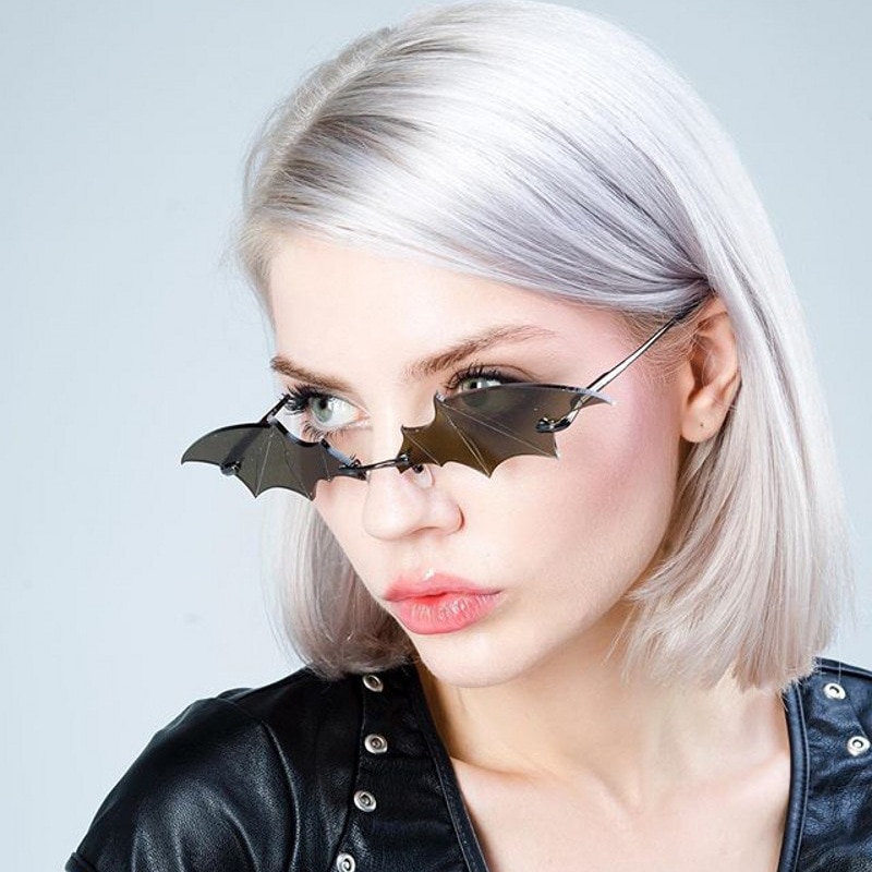 Rimless Fashion Bat Sunglasses