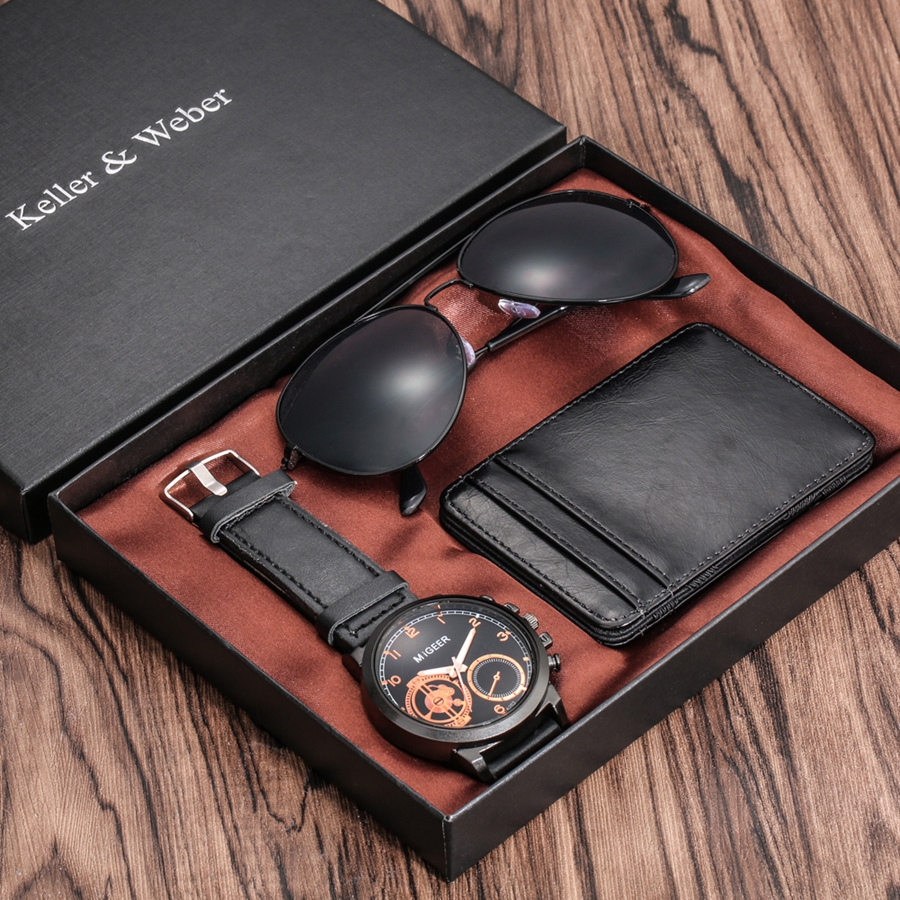 Watch Set for Men with Shades and Wallet