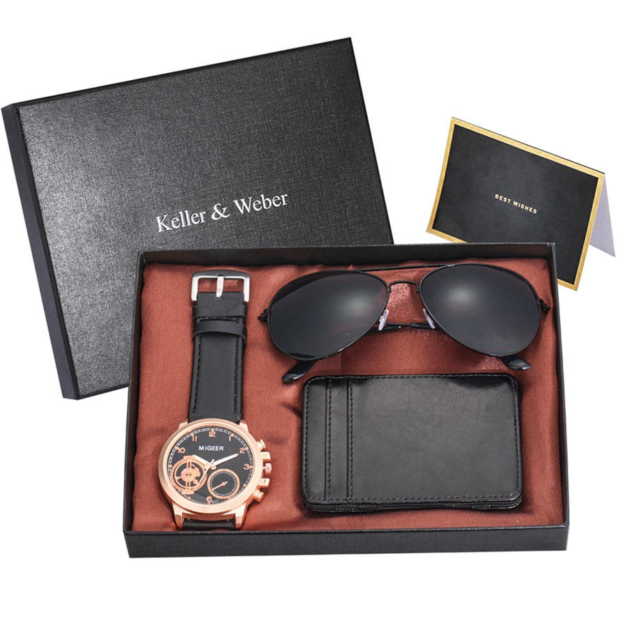 Watch Set for Men with Shades and Wallet