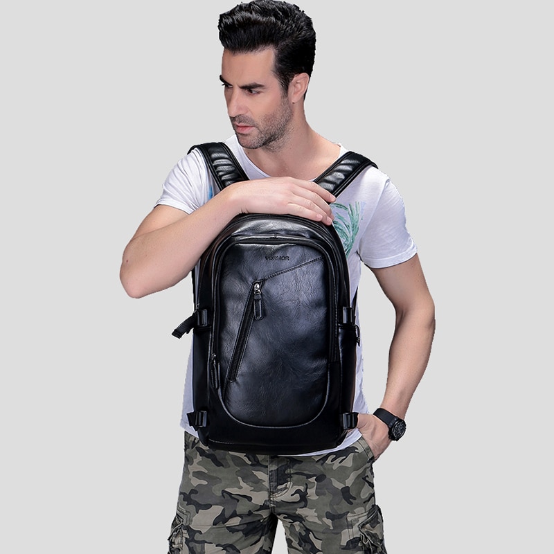 Leather Waterproof Daypack Travel Backpack