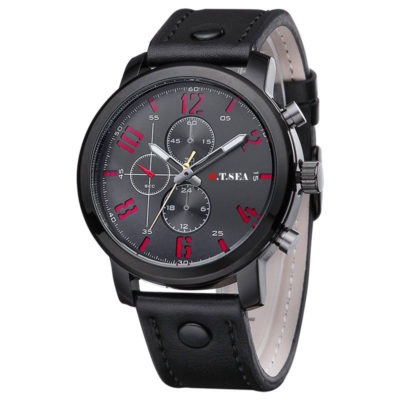 Luxury Leather Strap Military Sports Quartz Wristwatch