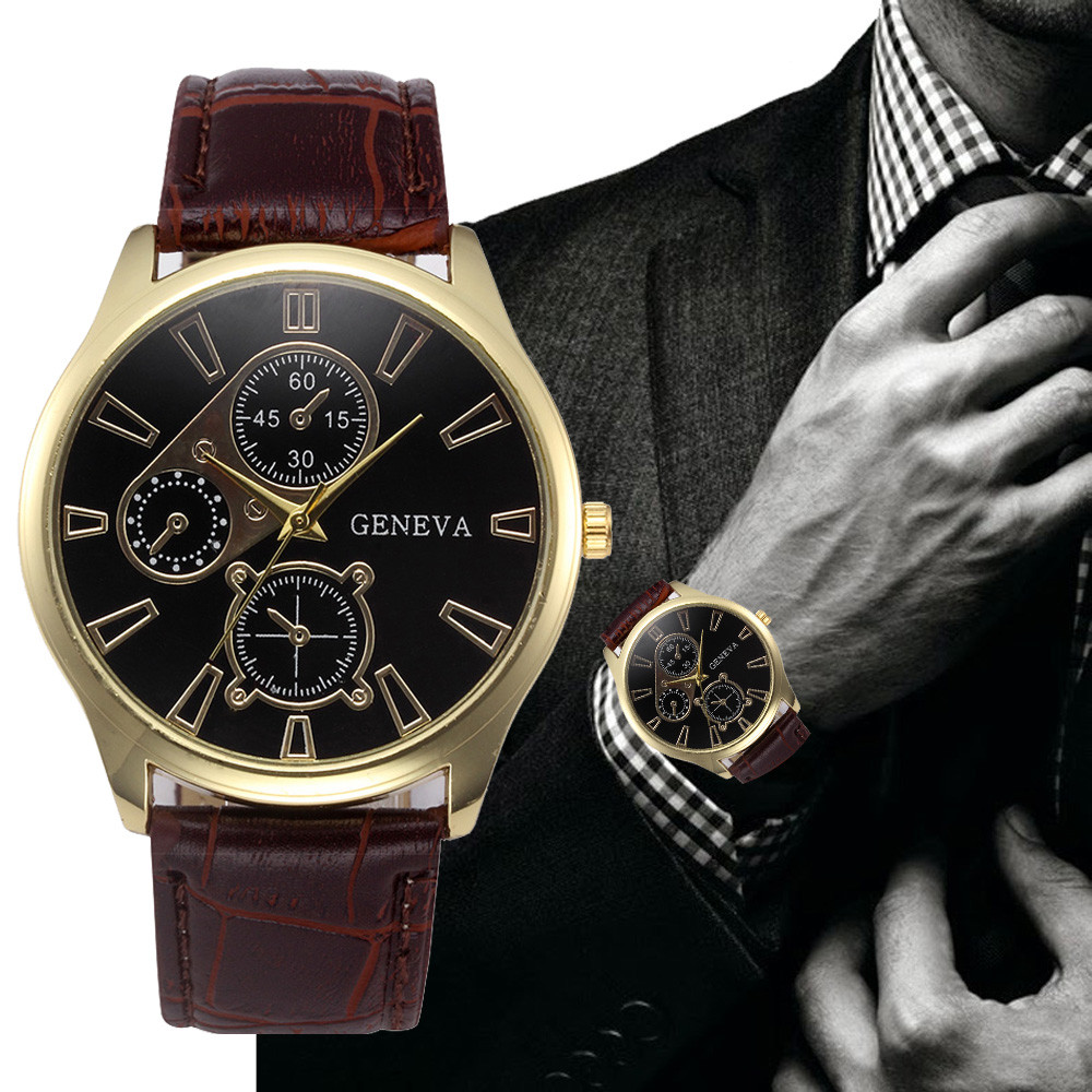 Retro Men’s Watch With PU Leather Strap