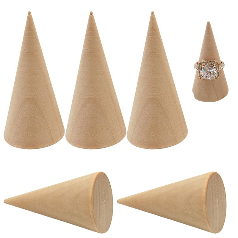 Wooden Cone Ring Holders Jewelry Organizers (5 pcs)