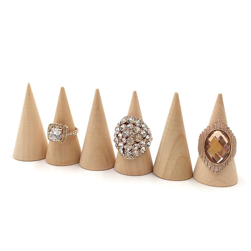 Wooden Cone Ring Holders Jewelry Organizers (5 pcs)