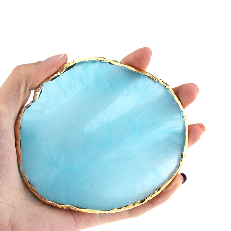 Gold Plated Round Resin Jewelry Tray