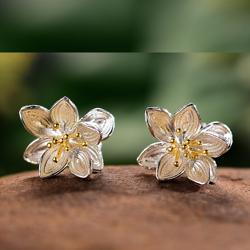 Lotus Stud Earrings Silver Jewelry