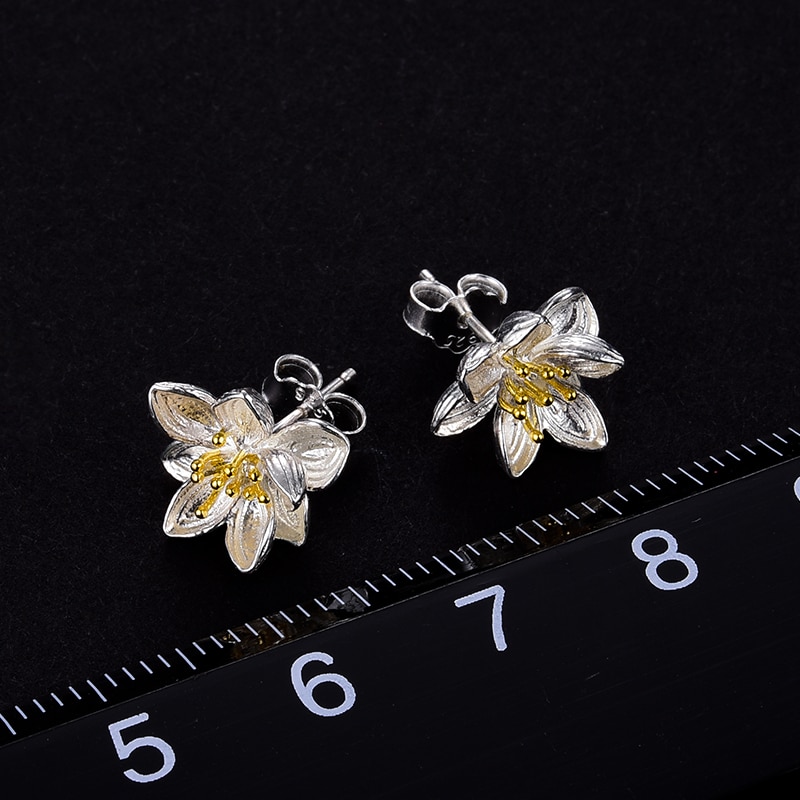 Lotus Stud Earrings Silver Jewelry