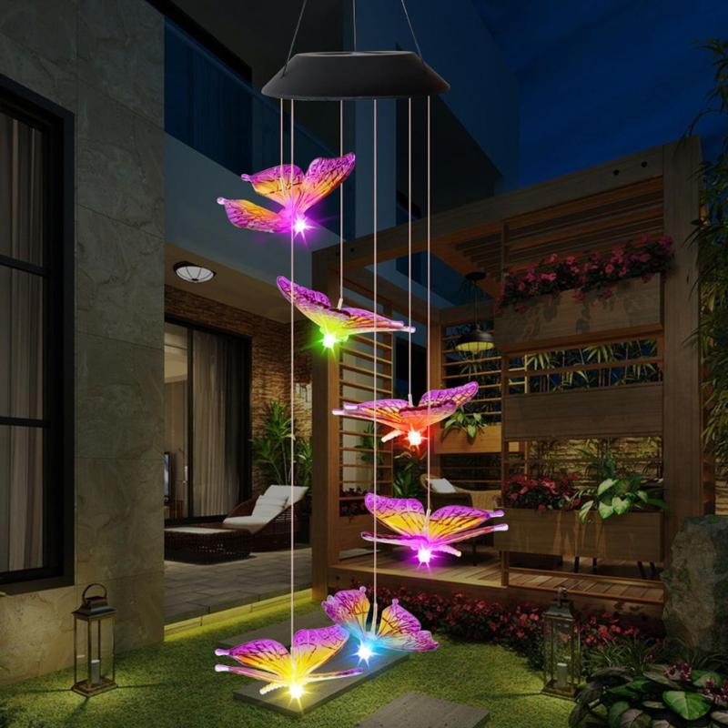 Six LED Solar Powered Wind Chimes