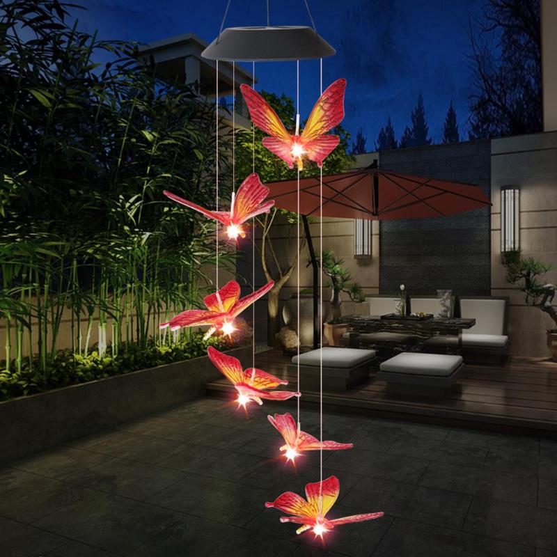 Six LED Solar Powered Wind Chimes