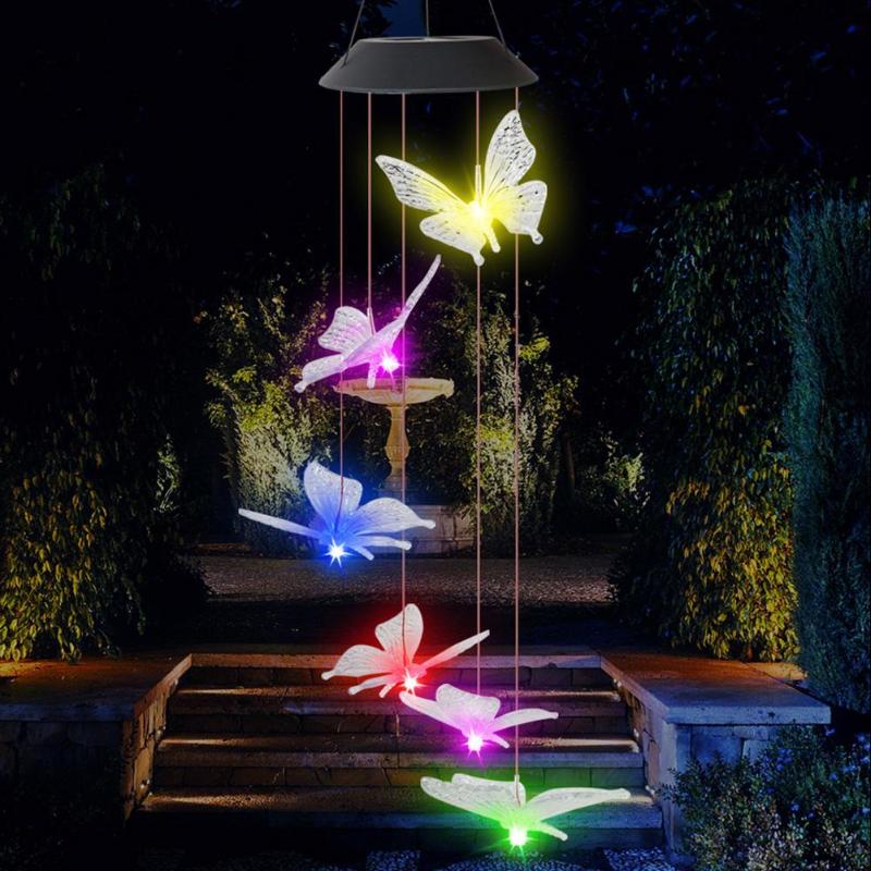 Six LED Solar Powered Wind Chimes