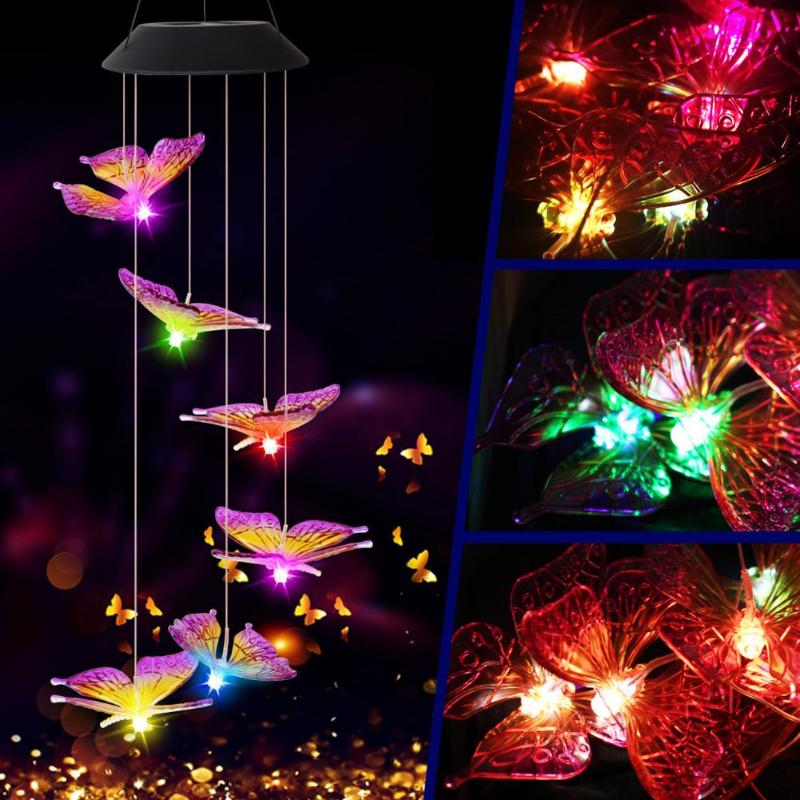 Six LED Solar Powered Wind Chimes