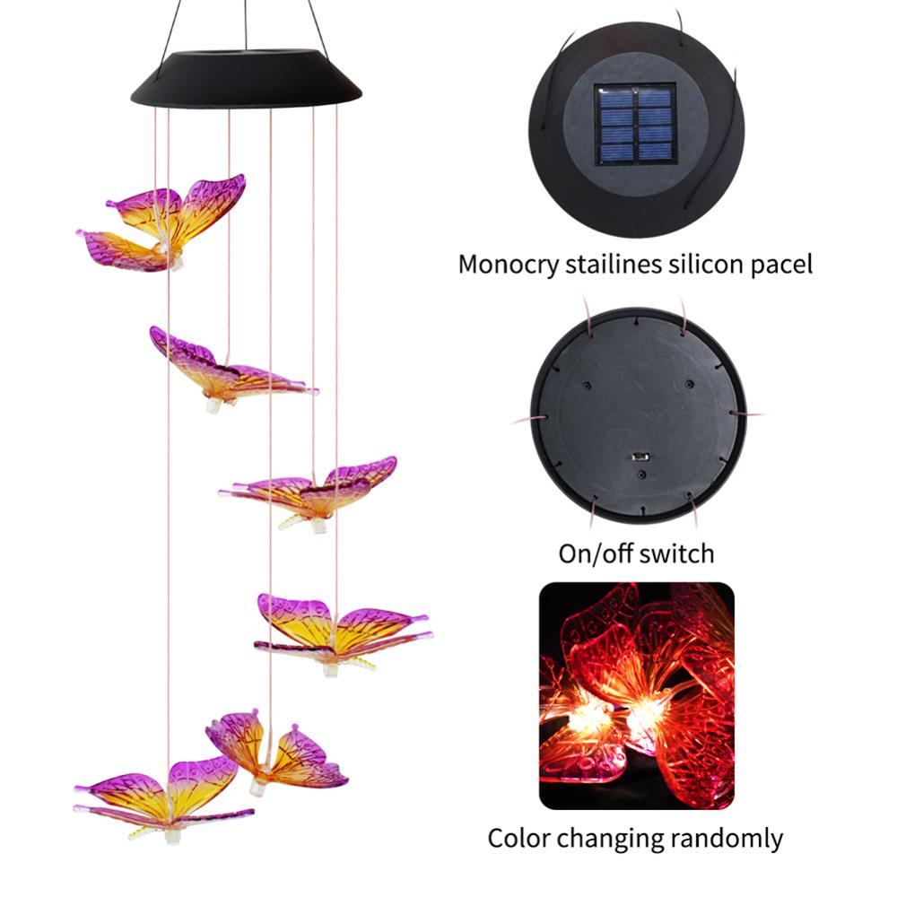 Six LED Solar Powered Wind Chimes