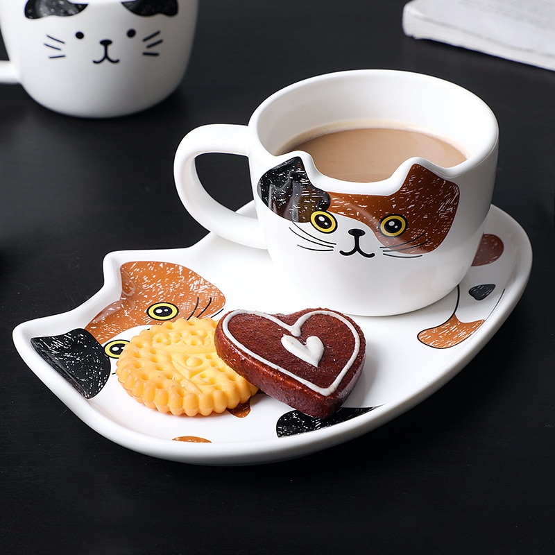 Cat Coffee Cup Set With Handle