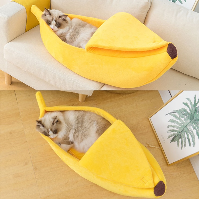 Cozy and Portable Cat Banana Bed