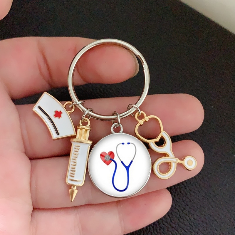 Nurse Keychain with Medical Icon Charms