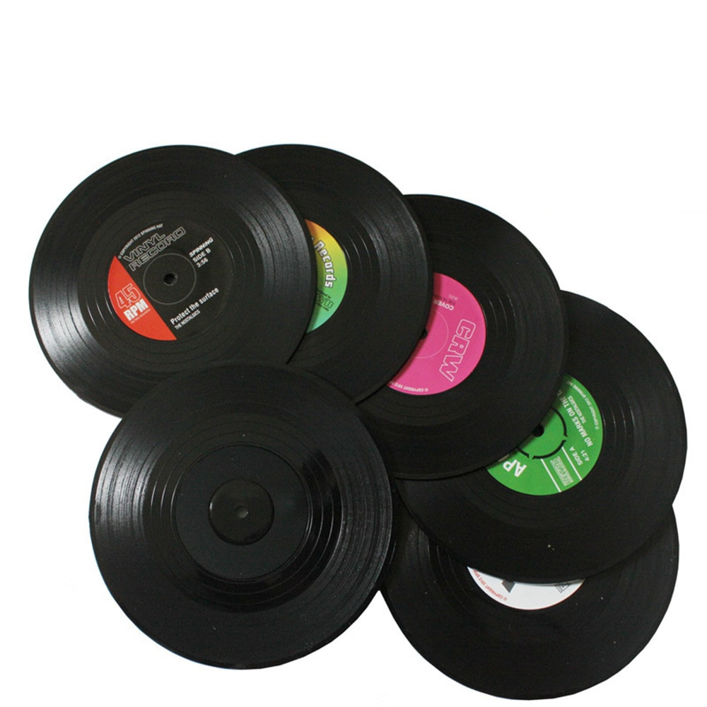 Vinyl Coasters Retro Record Cup Pads (6 pcs)