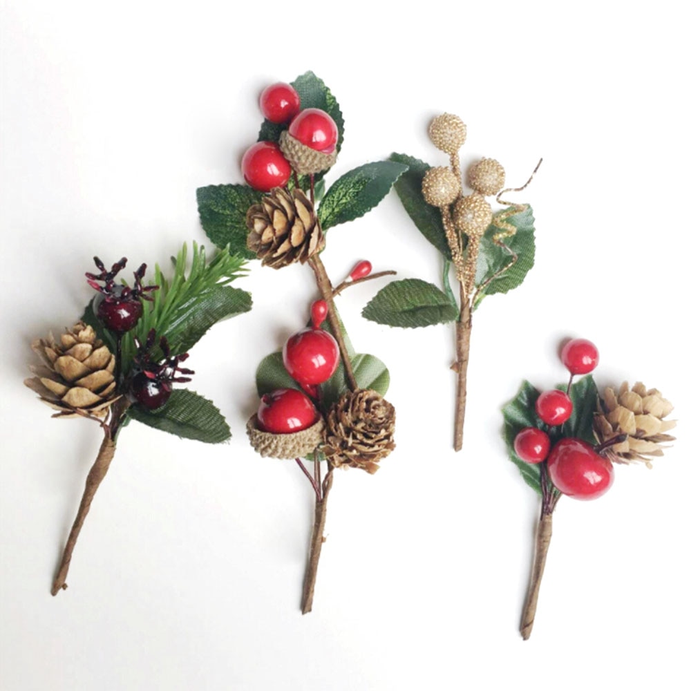 Christmas Picks Faux Holly Branches (5pcs)