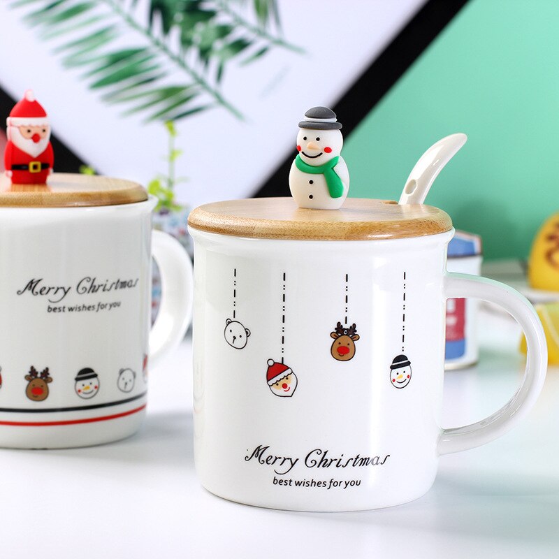 Christmas Coffee Cup with Lid and Spoon