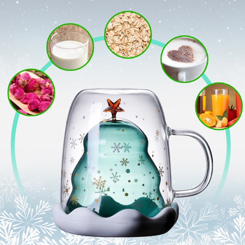 Christmas Coffee Mug Double-Wall Glass