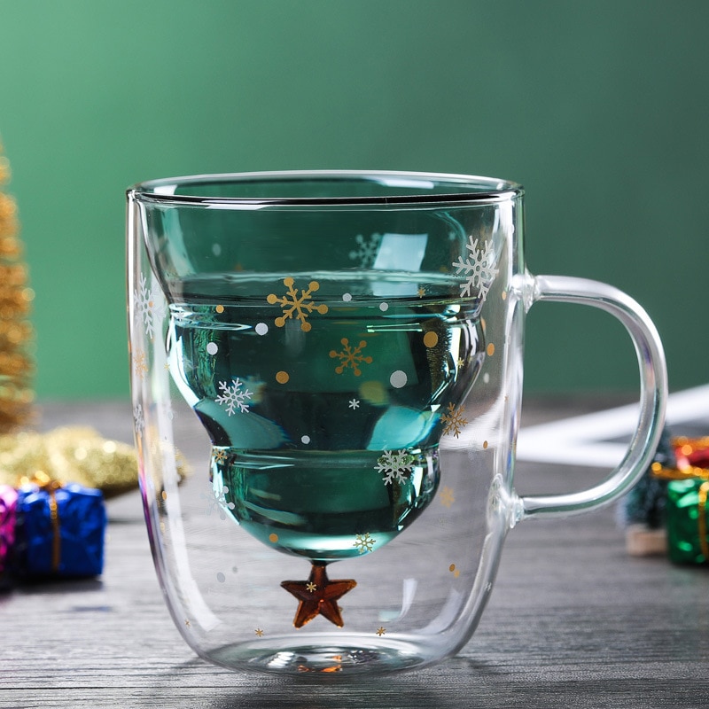 Christmas Coffee Mug Double-Wall Glass