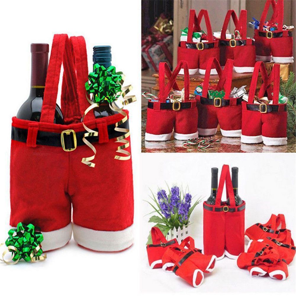 Wine Bottle Gift Bag Santa Design