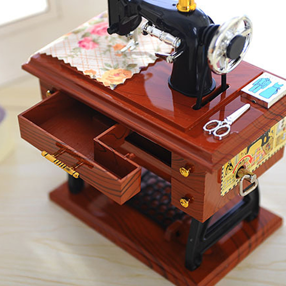 Vintage Music Box Sewing Machine Design