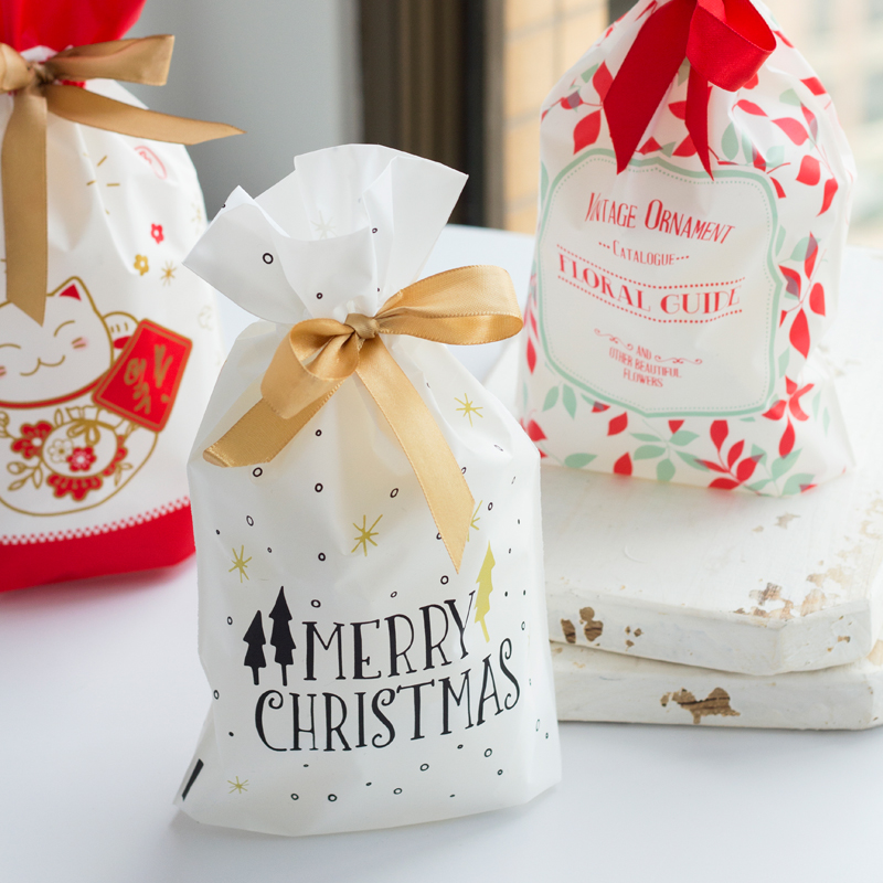 Drawstring Christmas Gift Bags (10Pcs)