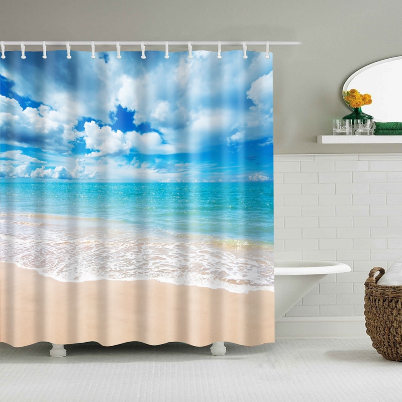 Waterproof Shower Curtain Beach Design