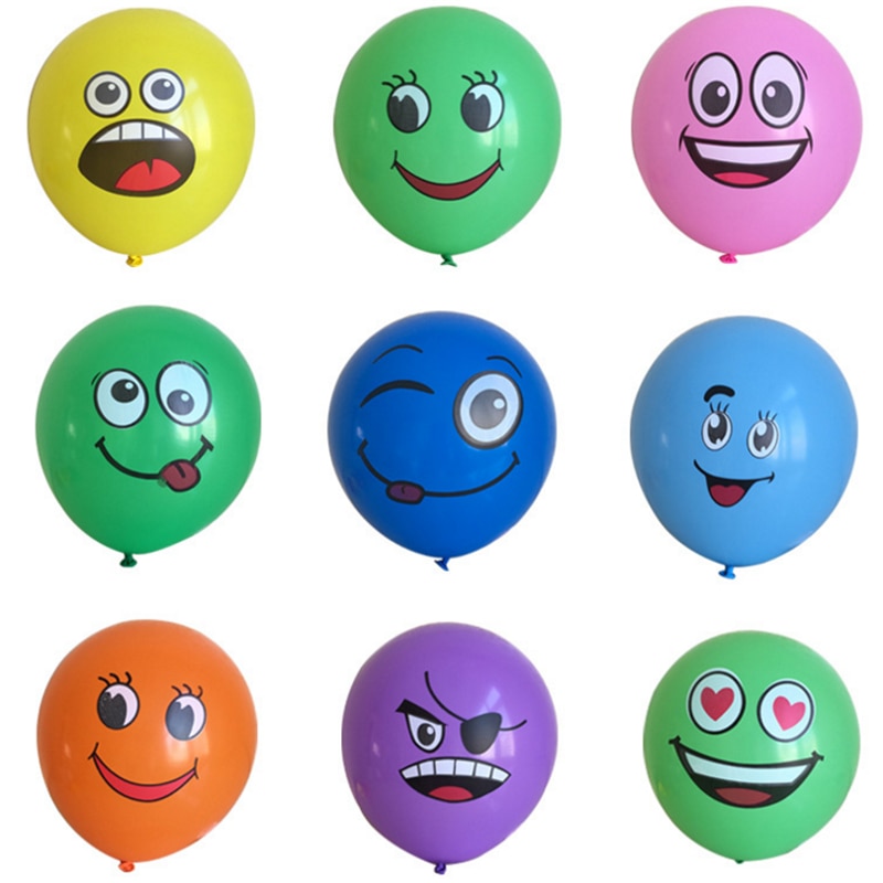 Balloons With Face Cute Designs (10Pcs)