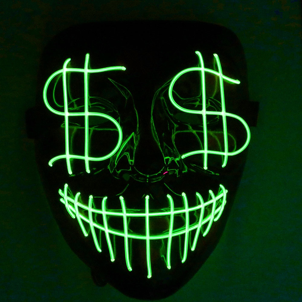 LED Halloween Mask Luminous Dollar Mask