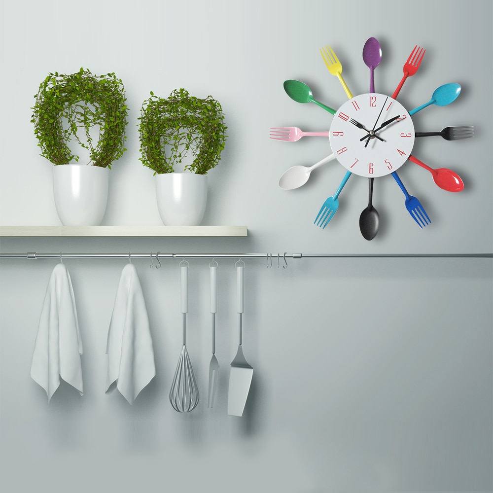 Kitchen Wall Clocks Cutlery Design