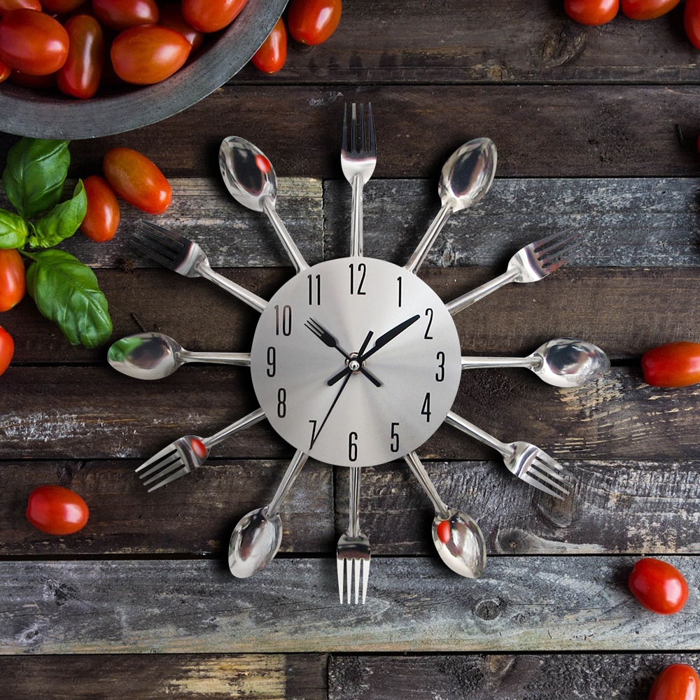 Kitchen Wall Clocks Cutlery Design