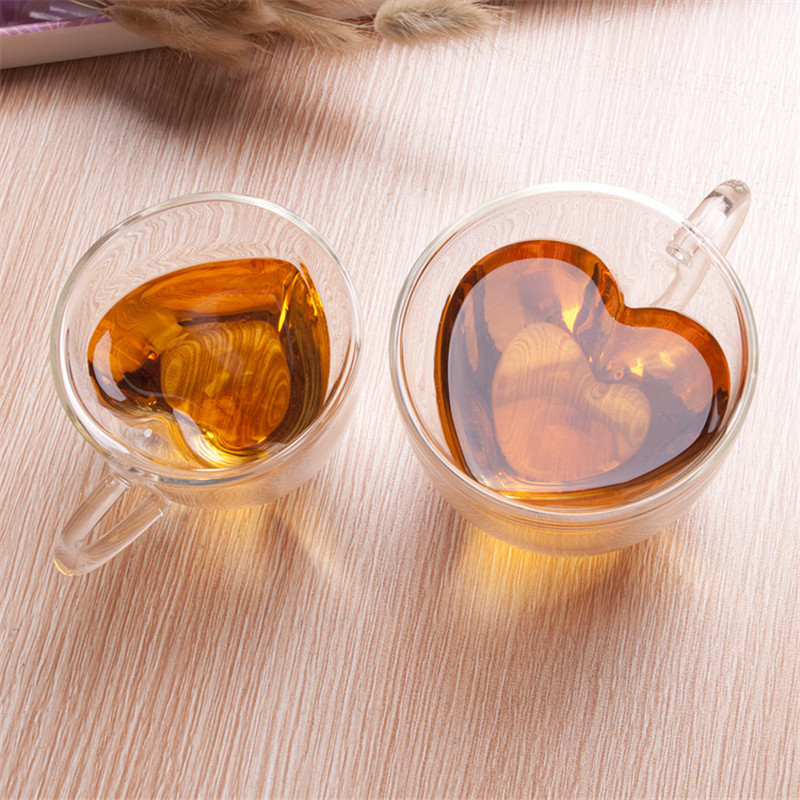 Glass Coffee Cups Heart Shape