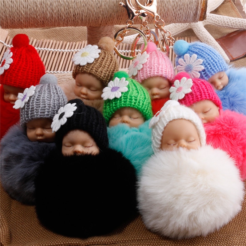 Cute Keychains Pompom Baby Doll